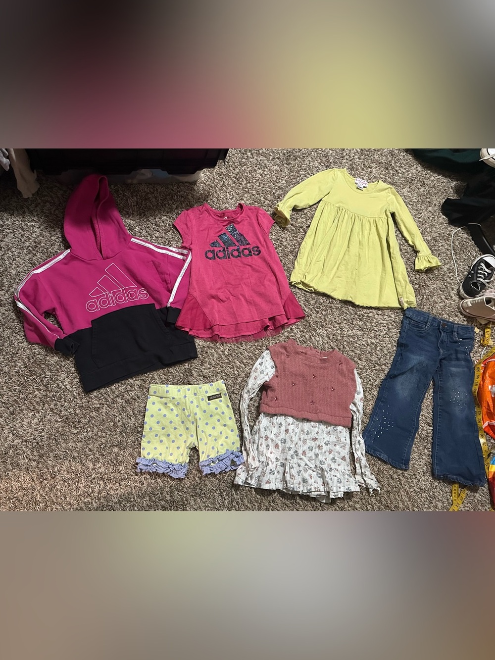 Bundle of Girls size 6 clothes - hoodie, tunic, shorts, jeans, tops